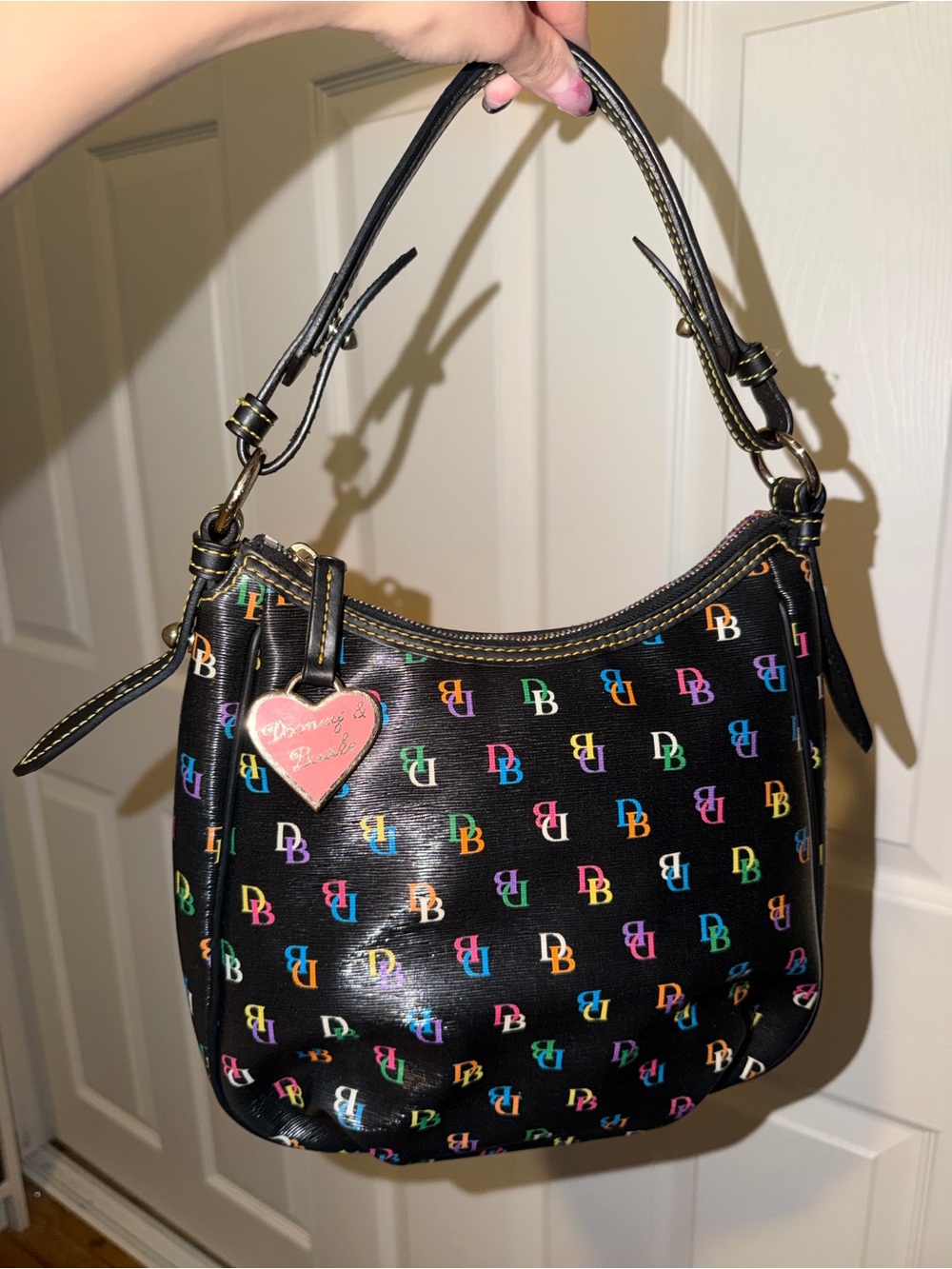 Dooney & Bourke Black Multicolor DB Logo Shoulder Bag